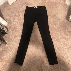 Frame Denim Black Distressed Skinny Jeans